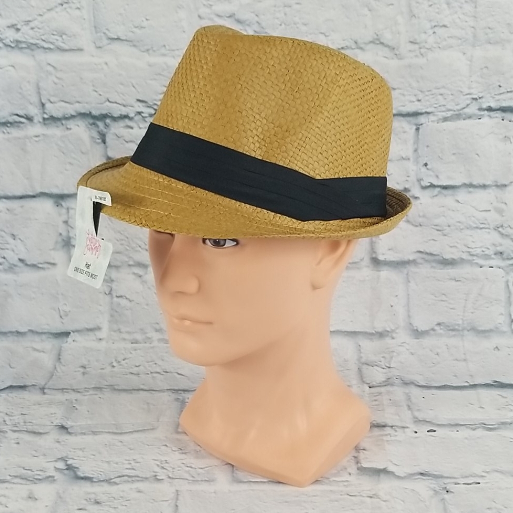 Tan Straw Fedora Hat